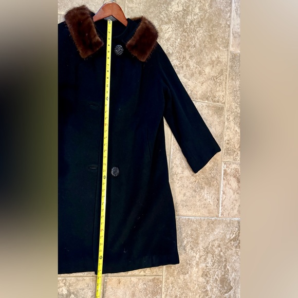 Authentic 100% cashmere pea cost with real mink collar - Picture 12 of 14